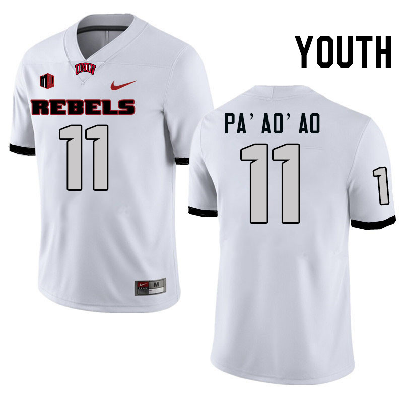 Youth #11 Koi Pa'ao'ao UNLV Rebels College Football Jerseys Stitched-White